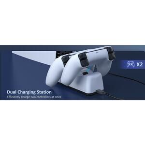 NexiGo Dual Charging Station Dock for PS5 DualSense Controller White for P-5